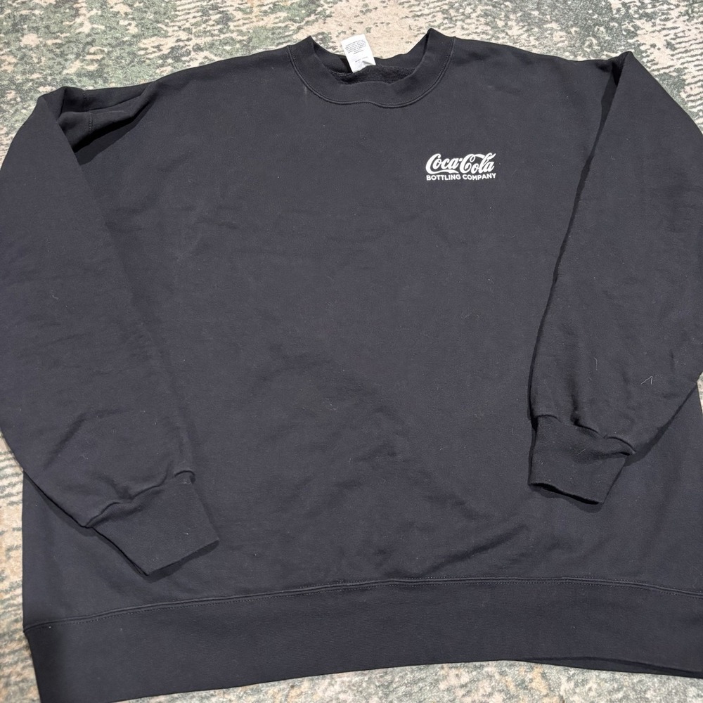 Hanes Ultimate Cotton Coca-Cola Graphic Crewneck Sweatshirt Black Size XL Boxy
